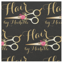 Guld blommigt Sissors Hairstylist Hair Salon Tyg