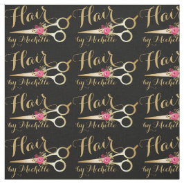 Guld blommigt Sissors Hairstylist Hair Salon Tyg