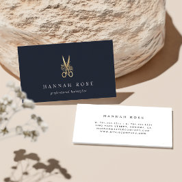 Guld Blommigt Sissors Logotyp Hairstylist Visitkort