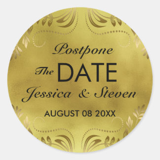 Guld Blommigt Snöre Spara datum i bakgrunden Runt Klistermärke