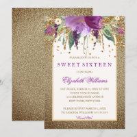 Guld Blommigt Sparkling Amethyst Sweet sixteen