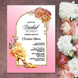 Guld Blommigt Stiletto Shoe Rosa Arch Möhippa Inbjudningar