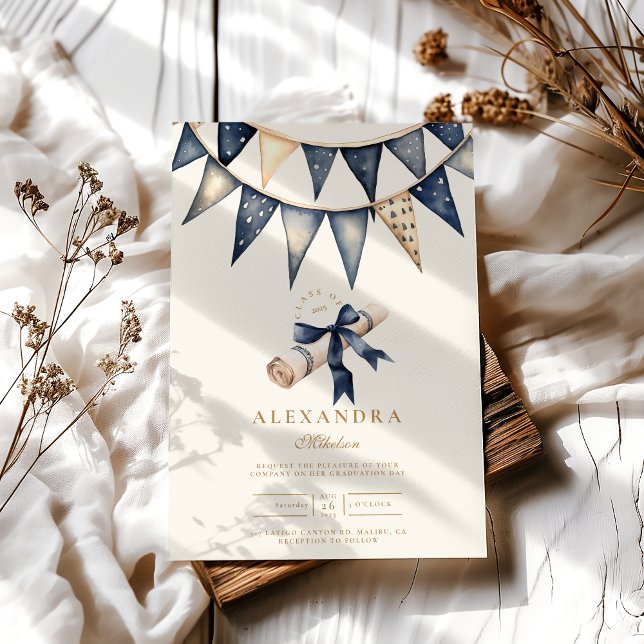 Guld Blommigt Studenten Inbjudningar (Skapare uppladdad)