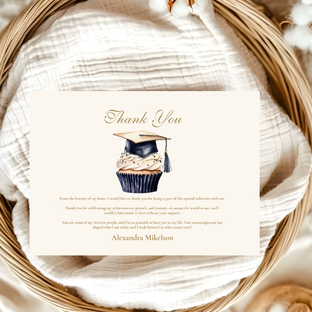 Guld Blommigt Studenten Tack Kort (Skapare uppladdad)
