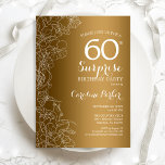 Guld Blommigt Surprise 60:e Födelsedagsfesten Inbjudningar<br><div class="desc">Guld White Surprise 60 Födelsedagsfest inbjudan. Glam femininin-design med faux guld-folie,  botaniska accenter och typsnitt för typografi. Enkel perfekt för inbjudan-kort i blommigt för en snyggt kvinnlig överraskning i firande. Kan anpassas till vilken ålder som helst. Utskriven Zazzle-inbjudan eller digital mall för omedelbar nedladdning.</div>