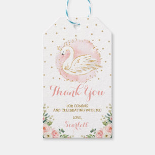 Guld Blommigt Svan Princess Birthday Favors Presentetikett
