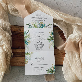 Guld Blommigt Tropical Greenery Bröllop