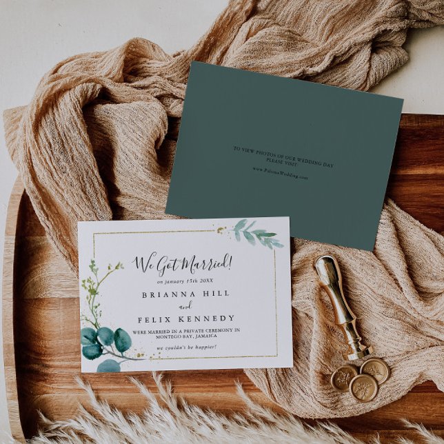 Guld Blommigt Tropical Greenery Elopement Meddelande (Skapare uppladdad)