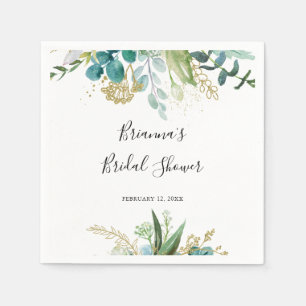 Guld Blommigt Tropical Greenery Möhippa Pappersservett