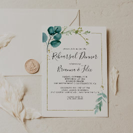 Guld Blommigt Tropical Greenery Rehearsal Dinner Inbjudningar