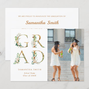 Guld Blommigt Typografi Modern Photo Studenten Meddelande