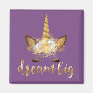 Guld Blommigt Unicorn Dream Magnet