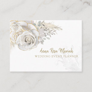 *~* Guld Blommigt Vit ros blomma Elegant i Glitter Visitkort