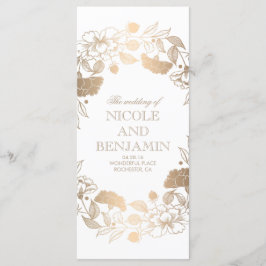 Guld Blommigt WandePeonies Garden Wedding Program