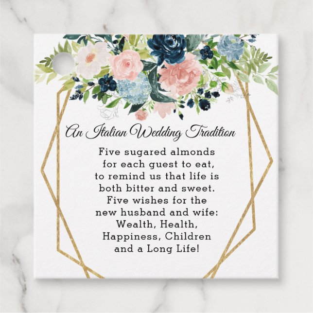  Guld-Blommigten i den  flottan Geometriska Bröllo Gåvor Etiketter (Framsida)