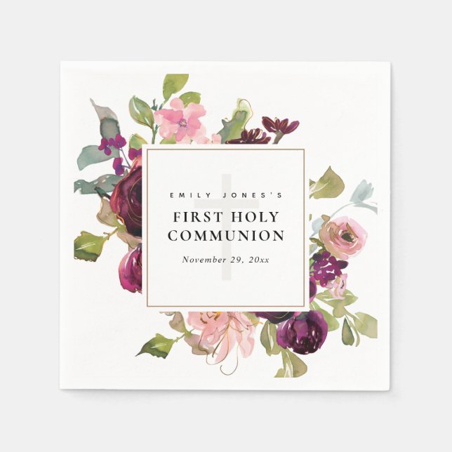 GULD  BLOMMIGTEN RÖD ROS FÖRSTA HELIGAN, GEMENSAMM PAPPERSSERVETT (Framsidan)