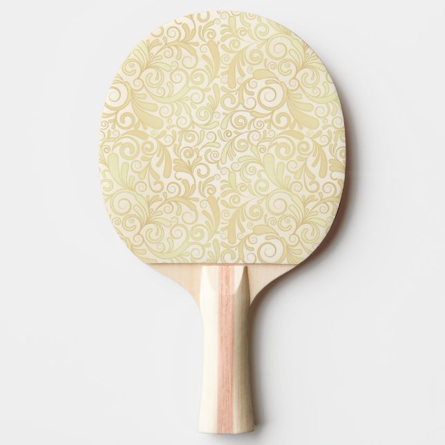 Guld- blommigtlövmönster pingisracket (Framsidan)