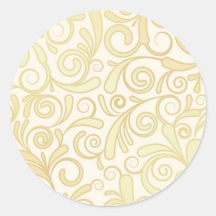 Guld- blommigtlövmönster runt klistermärke