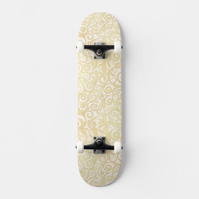 Guld- blommigtlövmönster skateboard bräda 21,5 cm (Framsida)