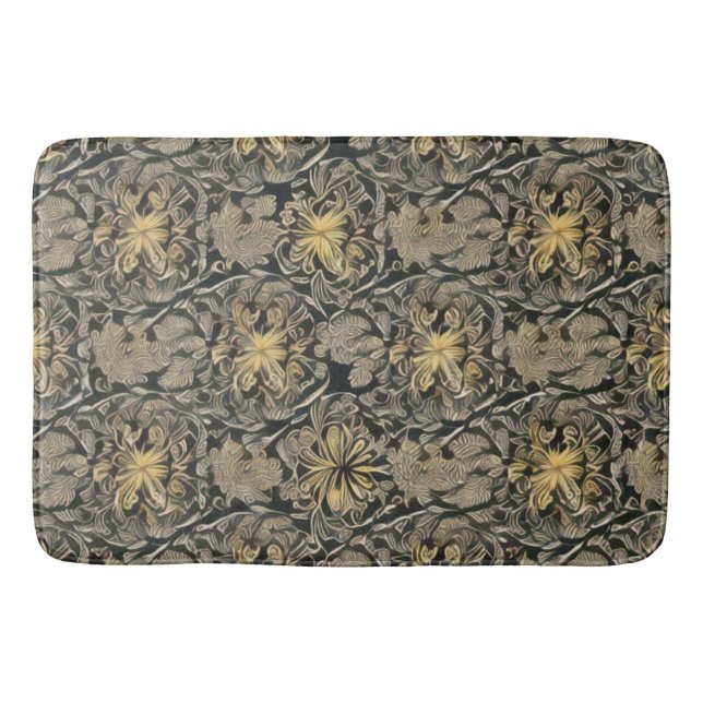 Guld Blommönster Bath Mat Badrumsmatta (Framsidan)