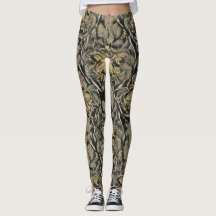 Guld Blommönster Leggings