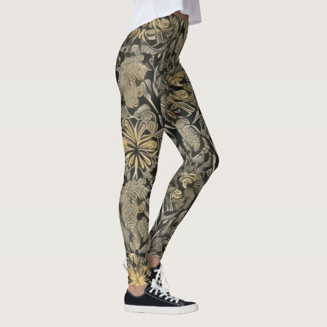 Guld Blommönster Leggings (Höger)