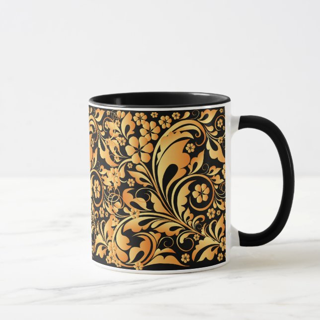 guld blommönster mugg (Höger)