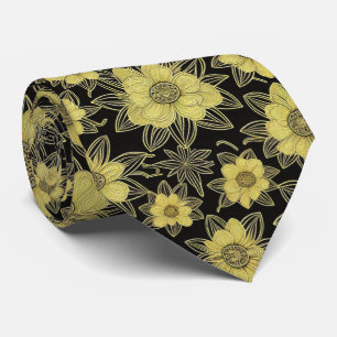 Guld Blommönster Neck Tie Slips