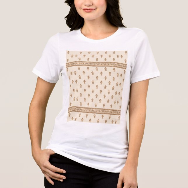 Guld Blommönster T Shirt (Framsida)