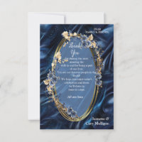 Guld-blommor i abstrakt på Simmery Blue Silke