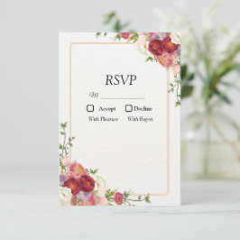 Guld Blomster Ram med vackra blommor RSVP OSA Kort