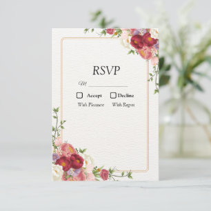 Guld Blomster Ram med vackra blommor RSVP OSA Kort