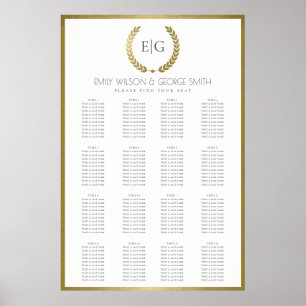 GULD BLOMSTERKRANS VIGSEL PLACERINGSKARTA POSTER