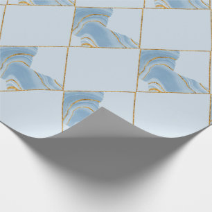 Guld Blue Abstrakt Elegant Marble Mönster Presentpapper