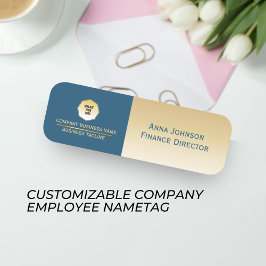 Guld & Blue, Anpassningsbar Personlig Company Magn Namnbricka