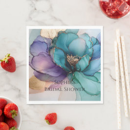 Guld Blue Aqua Lila Flower Möhippa Pappersservett