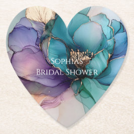 Guld Blue Aqua Lila Flower Möhippa Underlägg Papper