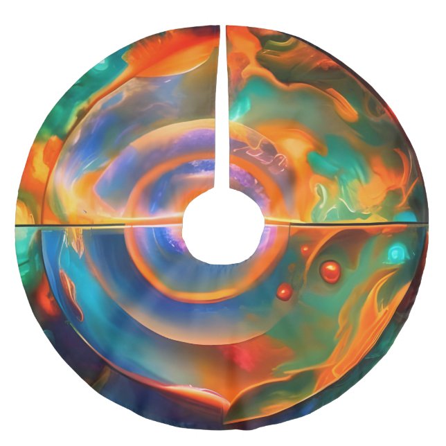 Guld Blue Aqua turquise abstrakt Julgransmatta Borstad Polyester (Framsidan)