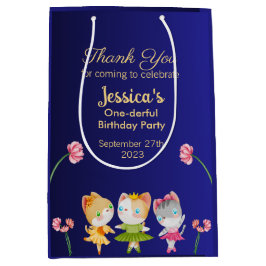 Guld Blue Ballerina Cat Barns födelsedag Party