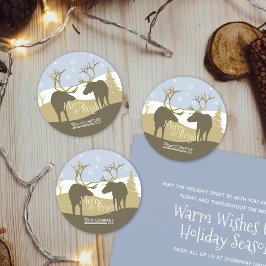 Guld Blue Beige Reindeer Antlers Helgdag Stickers Runt Klistermärke