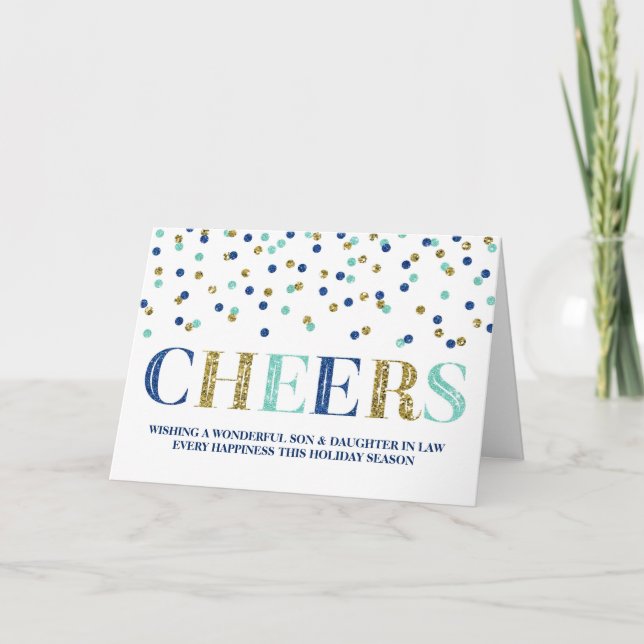 Guld Blue Confetti Julson och dotter i juridik Helgkort (Framsida)