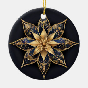 Guld Blue Decorative Flower Ornament