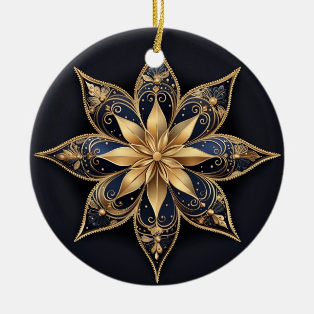 Guld Blue Decorative Flower Ornament (Framsidan)