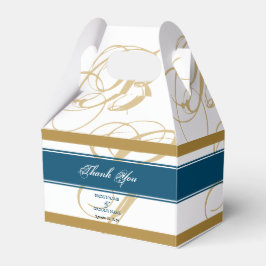 Guld Blue Elegant Script Monogram Bröllop Presentaskar