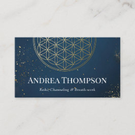 Guld & Blue Flower of life, Reiki, Channeling Visitkort