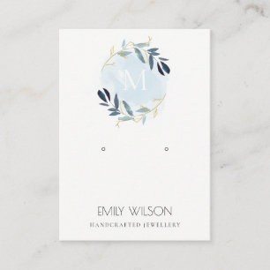GULD BLUE FOLIAGE MONOGRAM EARRING VISNING LOGOTYP VISITKORT