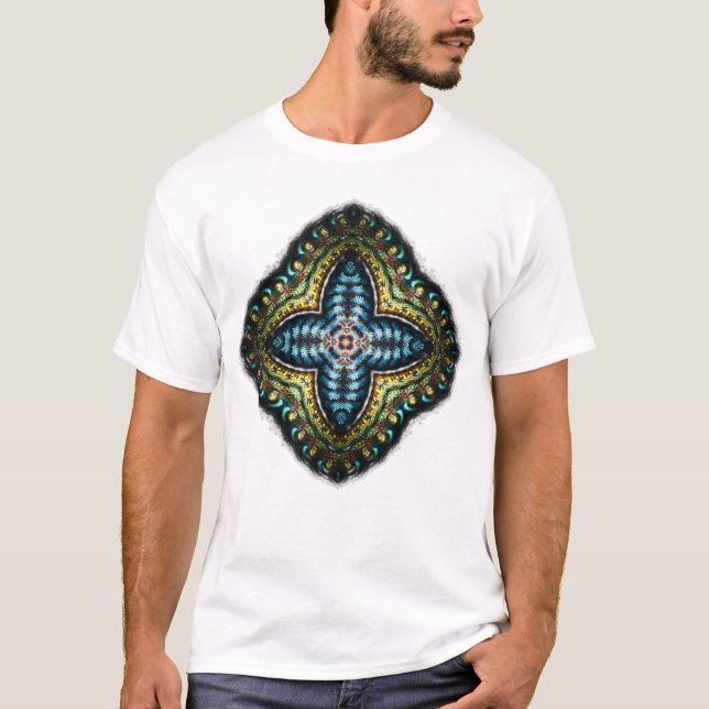 Guld Blue Fractal Kor Shirt T-shirt (Framsida)