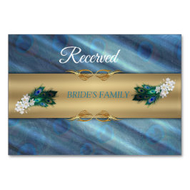 GULD Blue-grönt Peacocks på Emerald Grönt Bordsnummer