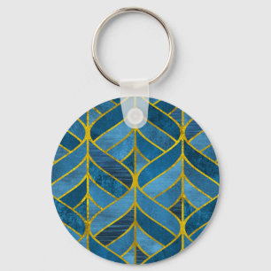 Guld Blue Grunge Mönster Nyckelring