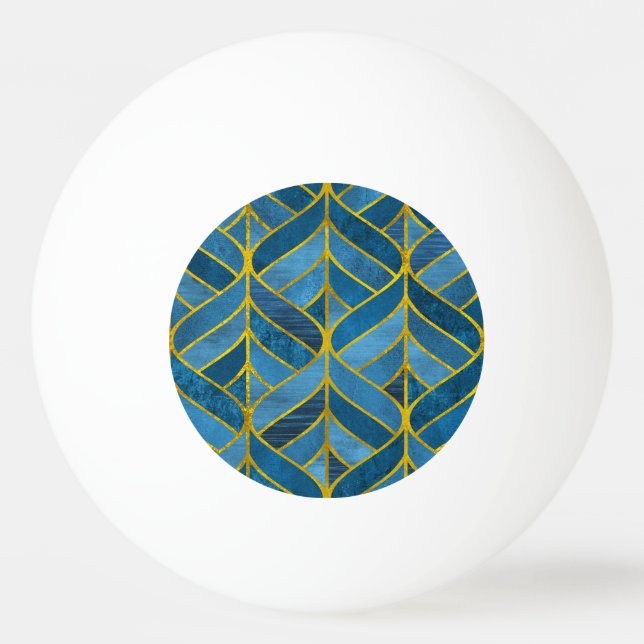 Guld Blue Grunge Mönster Pingisboll (Framsidan)